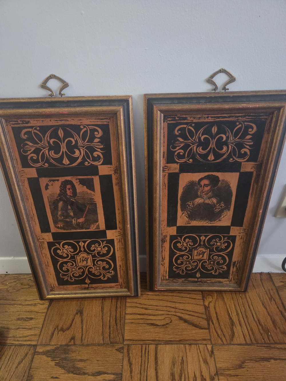 Vintage-Style Black and Gold Wall Panel Pair - Home Accents